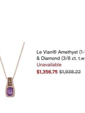 LeVian Rose Gold Amethyst and Diamond Pendant ONLY